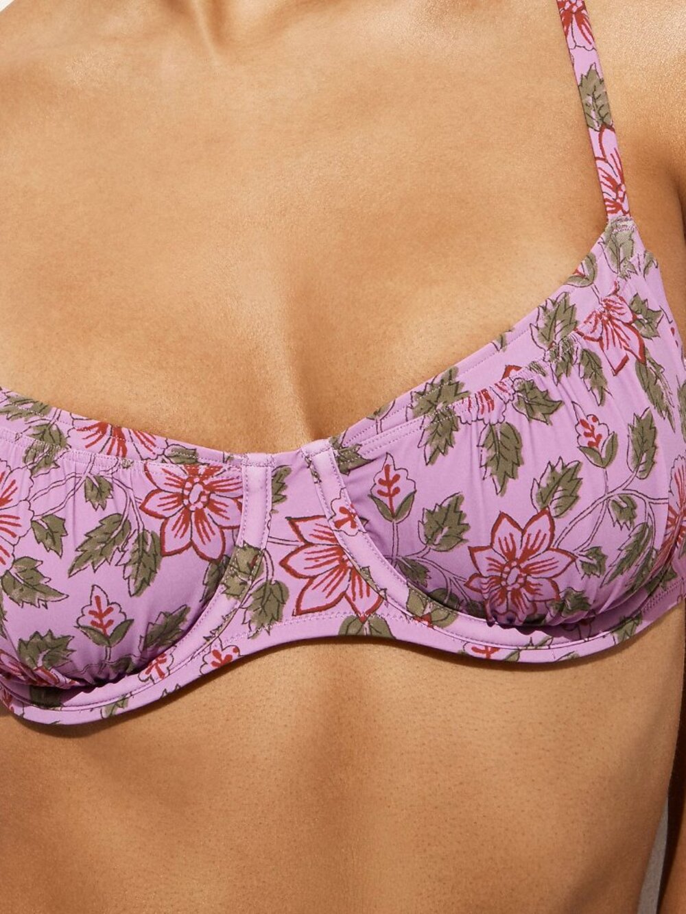 J.Crew Women's 34A Ruched Underwire Bikini Top Iris Floral $89 Retail